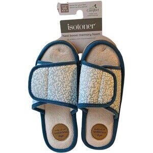 Isotoner Large Women's Size 8.5-9 Aqua Sea Heel Boost Open Toe Slipper NWT